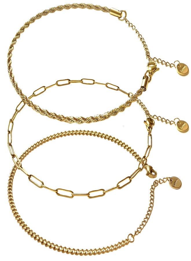 Kueroami Waterproof Gold Ankle Bracelets for Women - Dainty Gold Plated Anklets Layered Cuban Link Chain Cute Anklets Beach Nightclub Christian Choker Jewelry Gift for Women - Image 1